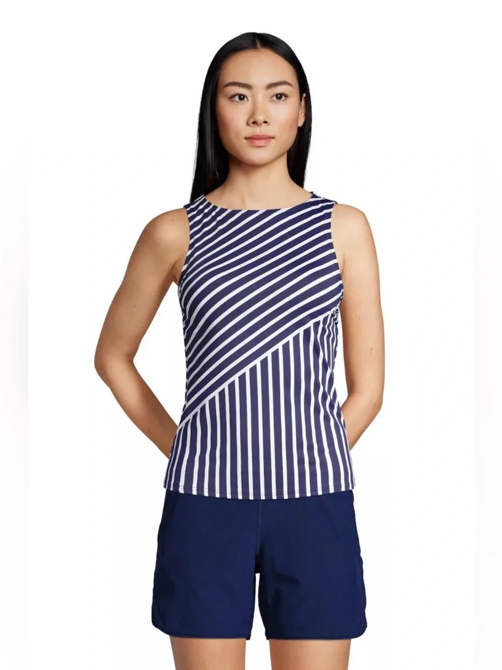 Lands End D-Cup High Neck UPF 50 Sun Protection Modest Tankini Swimsuit Top 10